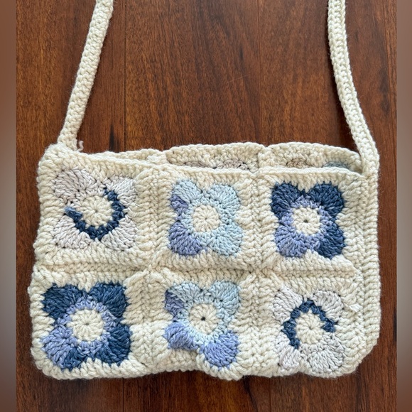 Handmade Handbags - Handmade Crochet Granny Square Flower Crossbody Bag Boho Grannycore Cottagecore